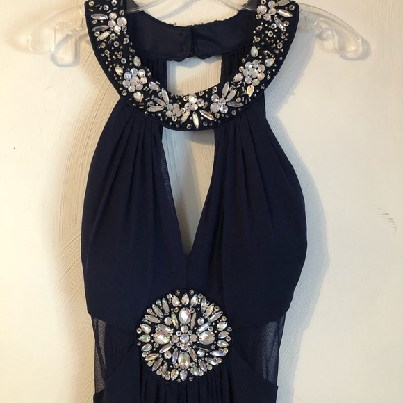 B. Darlin Navy Blue Embellished Open Back Dress - Picture 3 of 13